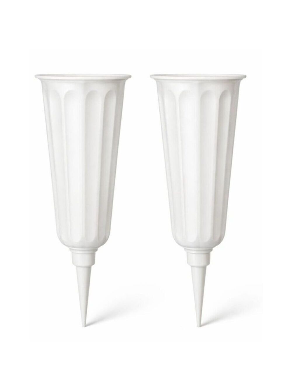 Cemetery Vase with Spike Grave Vase for Flowers White Memorial Vase Set